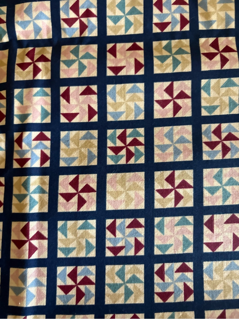 Navy Geometric Pinwheel Cotton fabric 3 yards